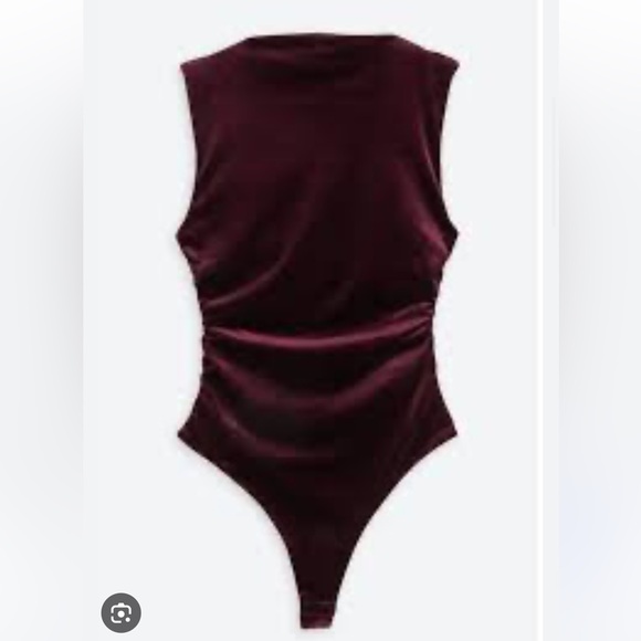 Steve Madden Esen Burgundy Wine Stretch Velvet Mock Neck Tank Bodysuit NWT - Picture 2 of 9